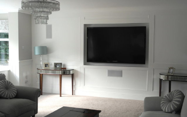 Heritage MDF wall Panels with Recessed TV & Surround Sound Speakers