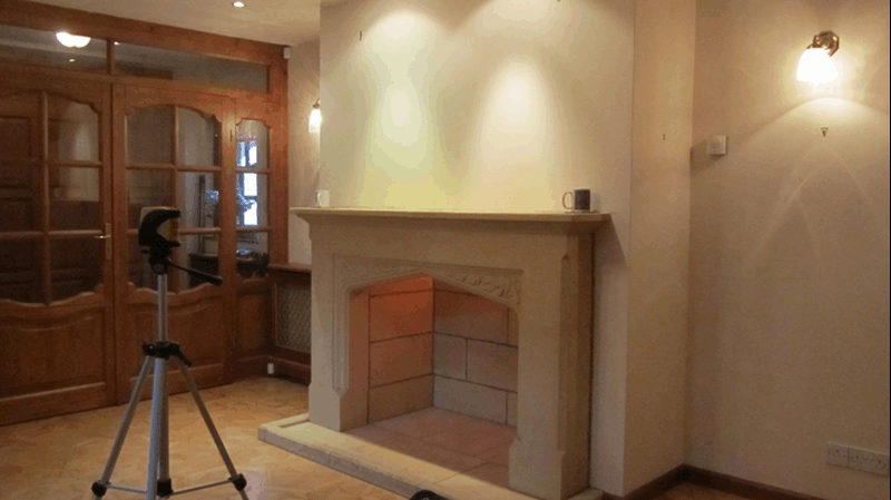 An animated picture GIF of a makeover in Oak Wall Panelling
